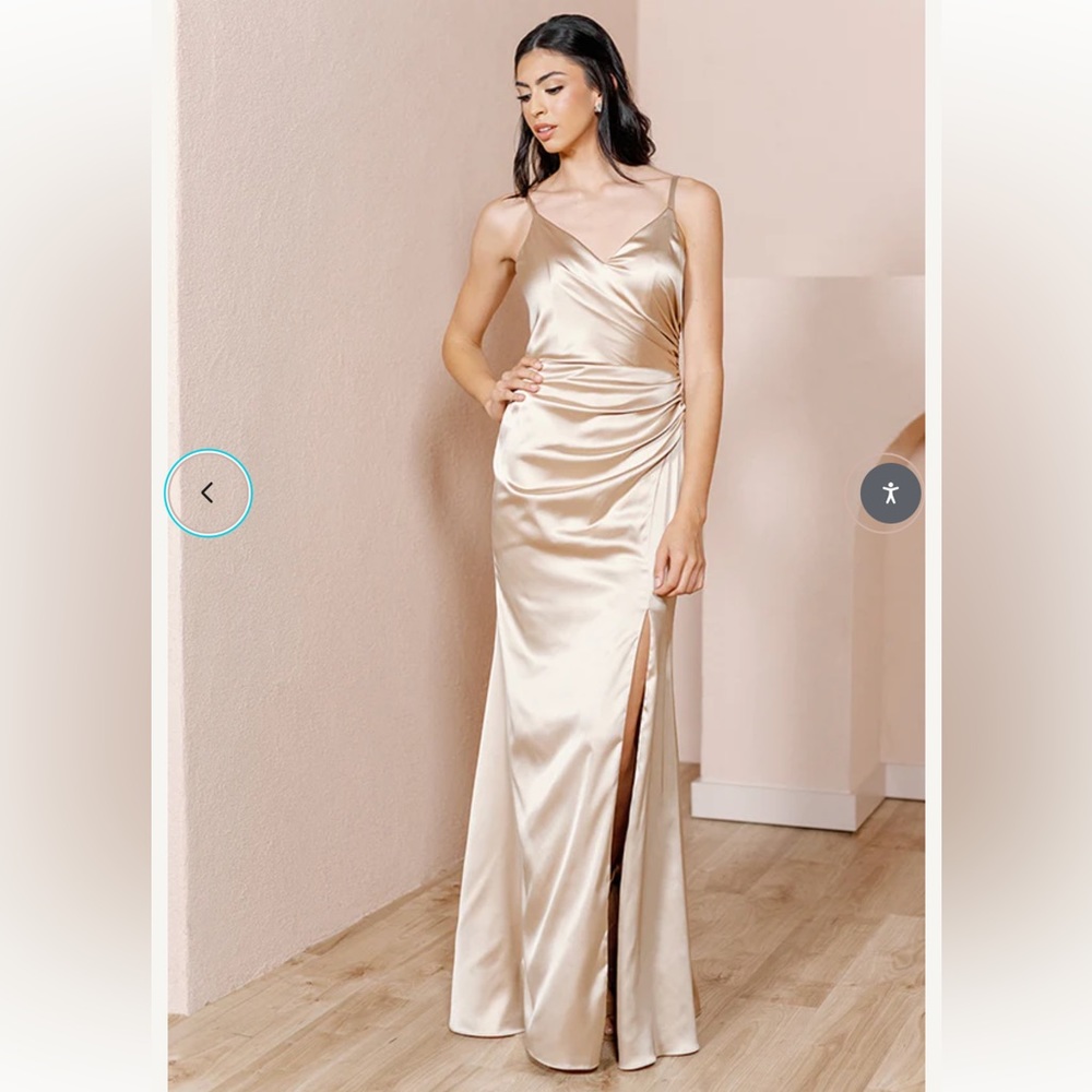 Revelry Rory Satin Bridesmaid Dress - Gold Champagne (703)